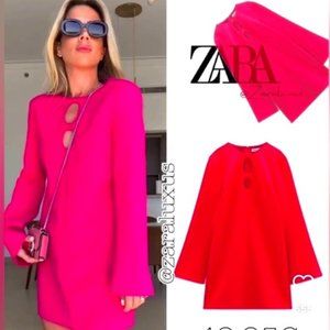 ZARA CUT OUT DRESS NEON FUCHSIA MINI DRESS /ZARA SUMMER DRESS